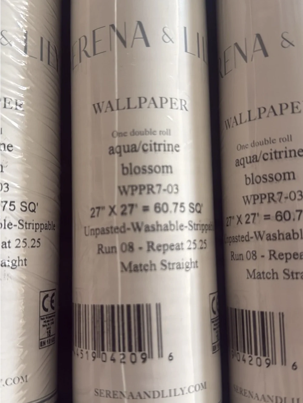 Serena & Lily Aqua and Citrine Blossom Wallpaper Rolls